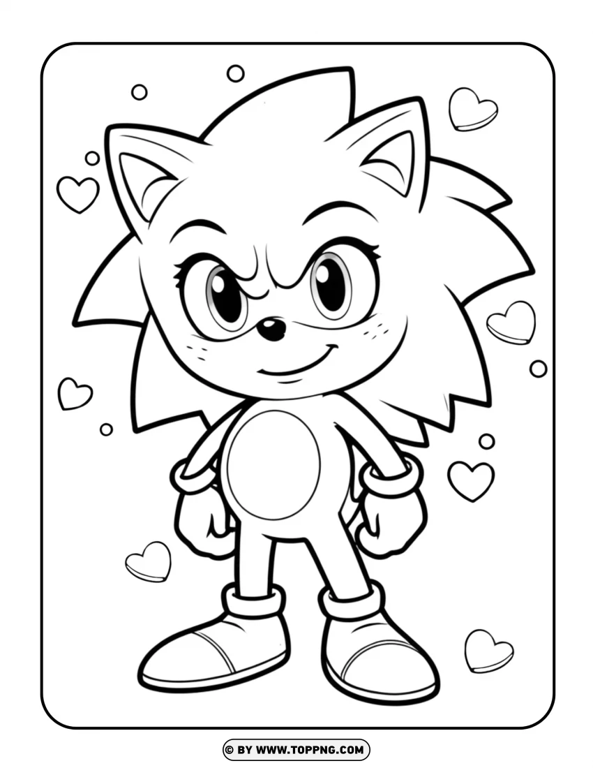 Cheerful Sonic The Hedgehog With Elements Coloring Page PNG Transparent Background