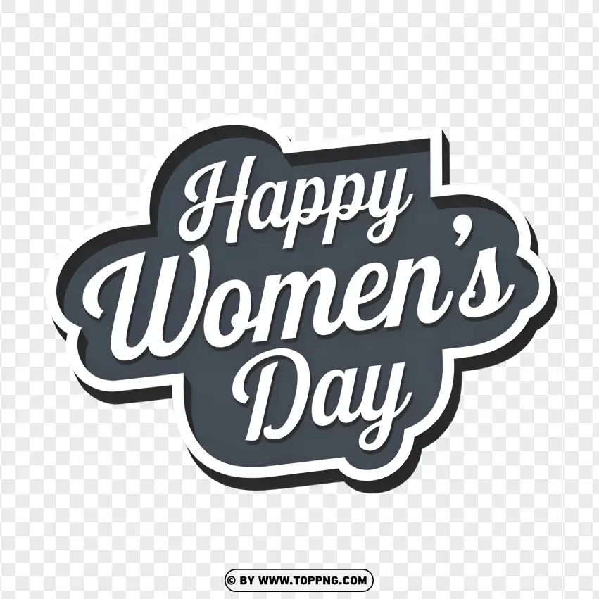 Happy Womens Day Text With Bold Black Outline PNG Transparent Background