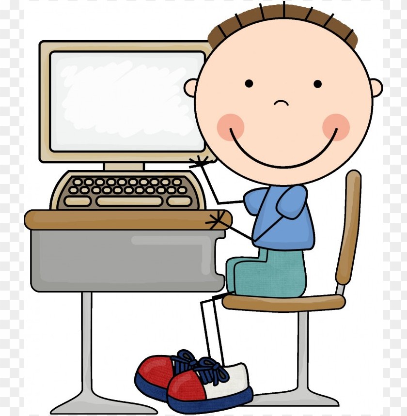 cartoon character, child at computer, smiling boy, playful illustration, digital workspace, cute design, kids learning