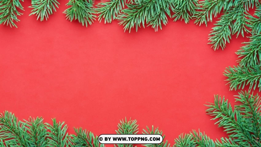 Christmas Elegance Red Green Pine Branches Wallpaper PNG Transparent Background