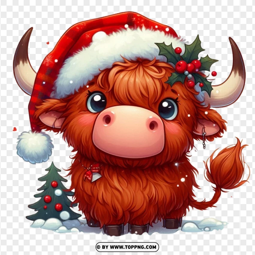 Highland Cow, Funny Animal,christmas,Silly , A Whimsical , Playful , Joyful 