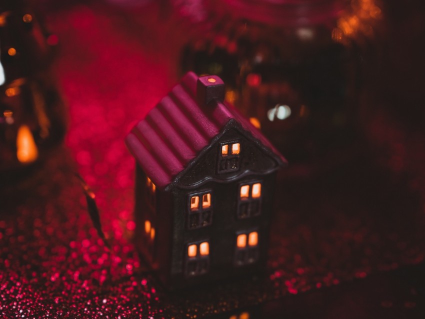 christmas, new year, house, decoration, light