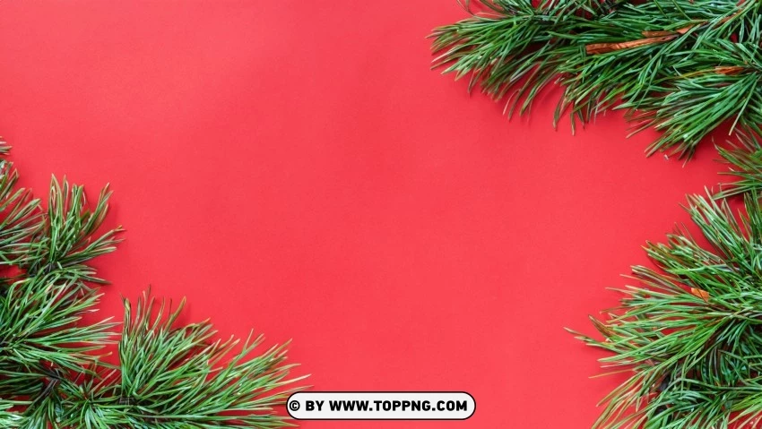 Christmas Scene Red Green Pine Branches PNG Transparent Background