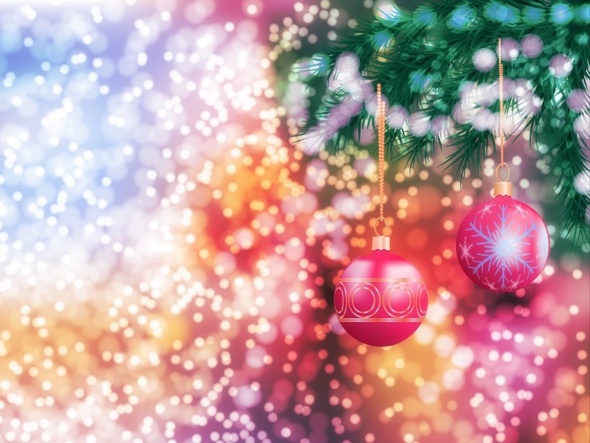 Christmas Toys New Year Christmas Balls Branch Background