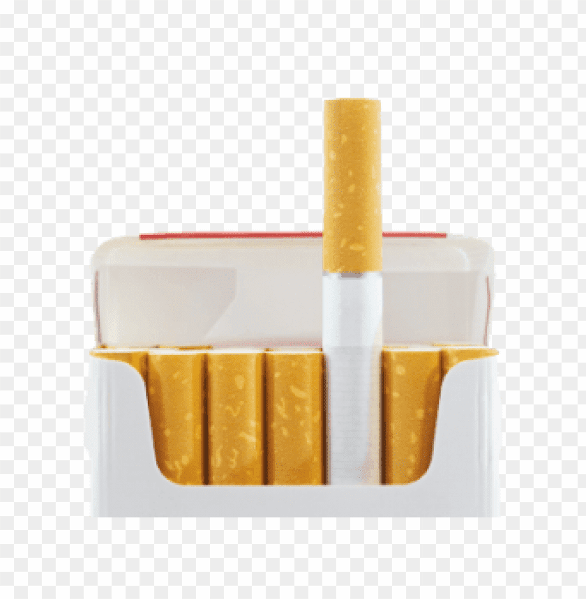 Open cigarette pack with one cigarette partially exposed PNG