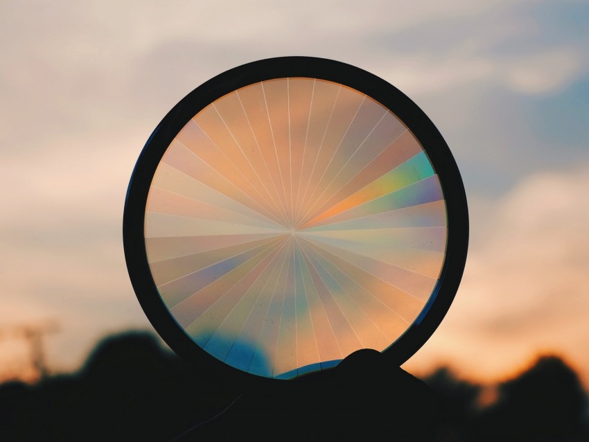 circle, sunset, rainbow, shape, dark