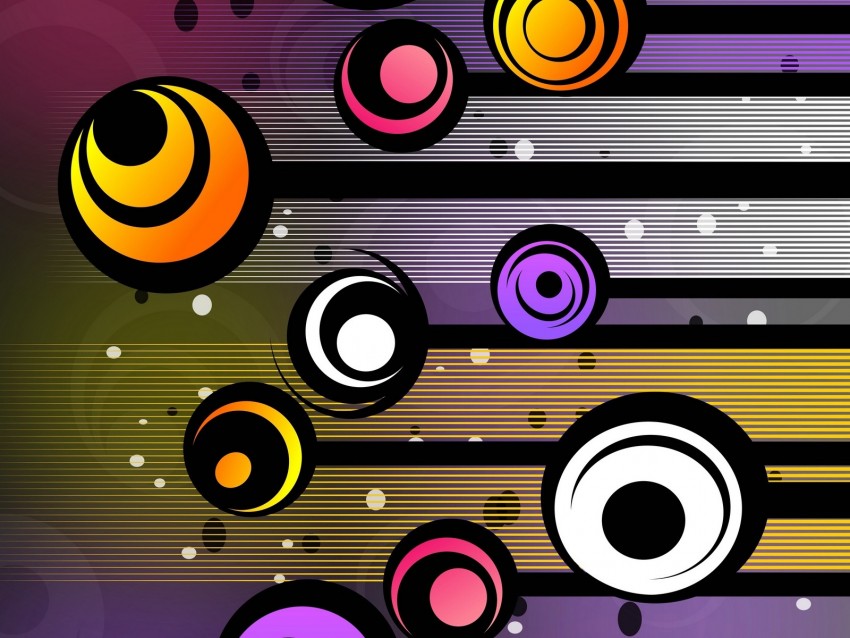 Circles Patterns Colorful Lines Background