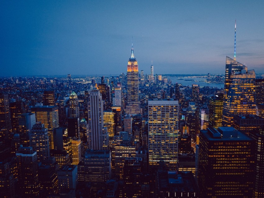 City Aerial View Metropolis Buildings Architecture Urban New York Background