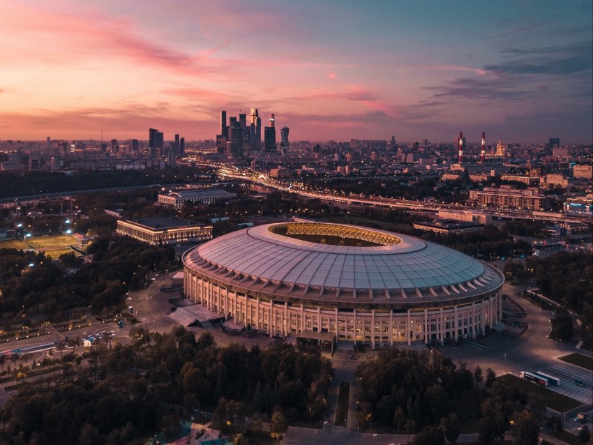 city, aerial view, sunset, architecture, moscow, russia