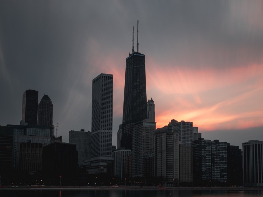 City Buildings Architecture Towers Sunset Background