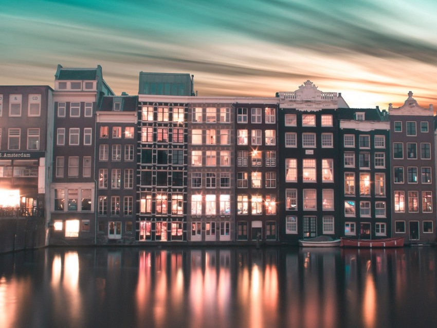 City Buildings Gradient Amsterdam Netherlands Background