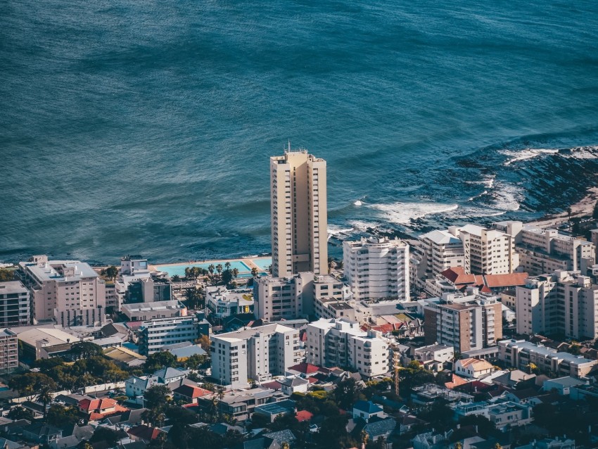 City Coast Ocean Houses District Background