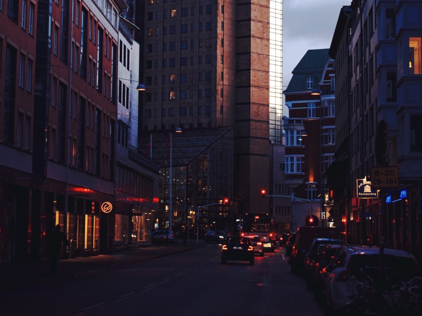 City Evening Street Movement Buildings Architecture Malmo Sweden Background