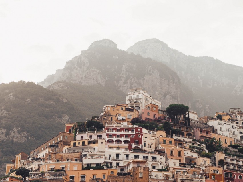 city, mountains, buildings, architecture