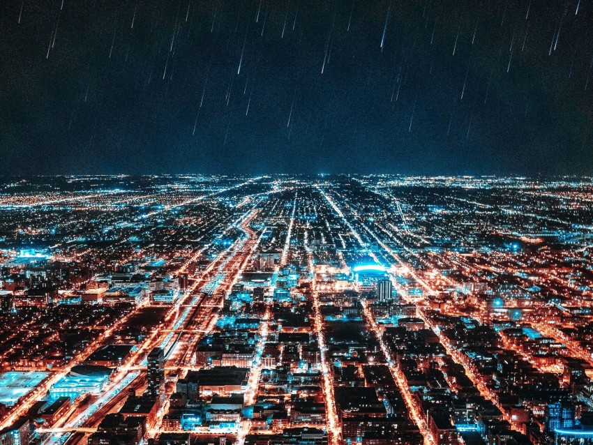 city, neighborhoods, perspective, light, electricity, shining, stars