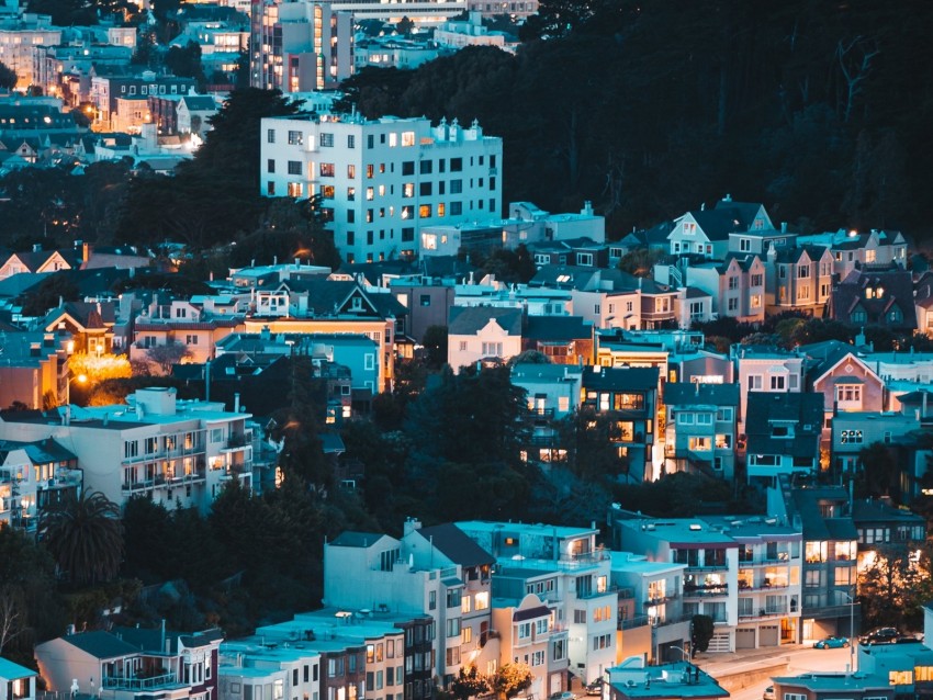 city, night, buildings, light, lighting