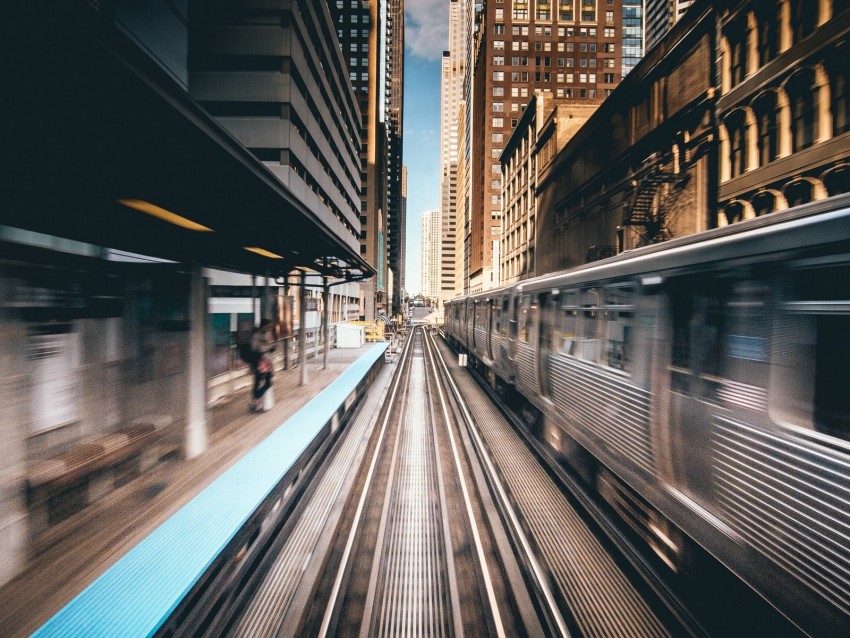 city, rails, railway, platform, train, movement