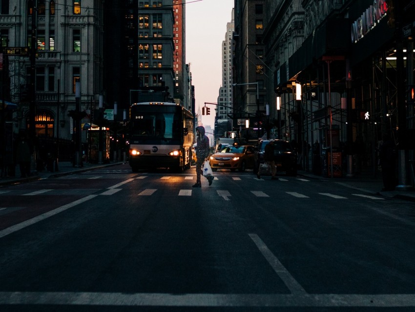 City Street Buildings Crosswalk Traffic Background