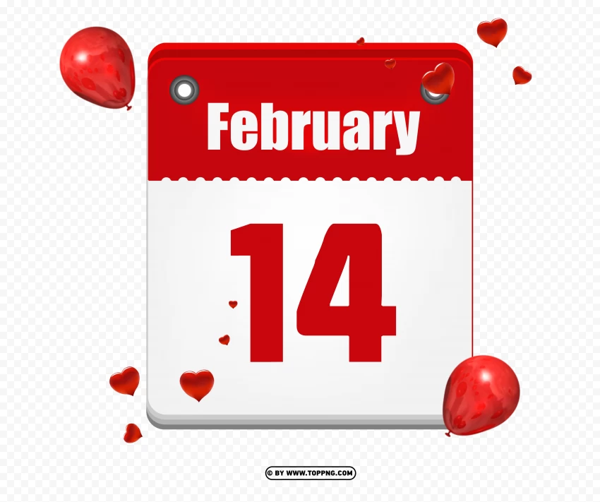 Valentines Day 14 February Calendar Design Hd PNG Transparent Background