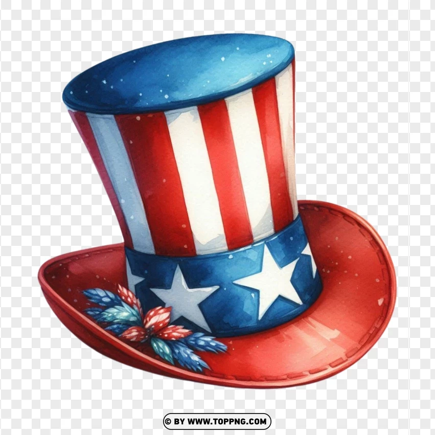 Classic 4th Of July Hat With Stars And Stripes PNG Transparent Background