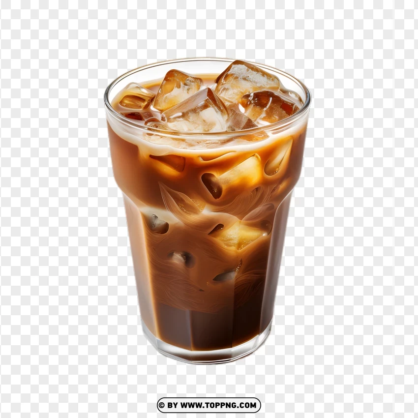 Classic Iced Coffee Black Coffee With Ice A Hint Of Milk PNG Transparent Background