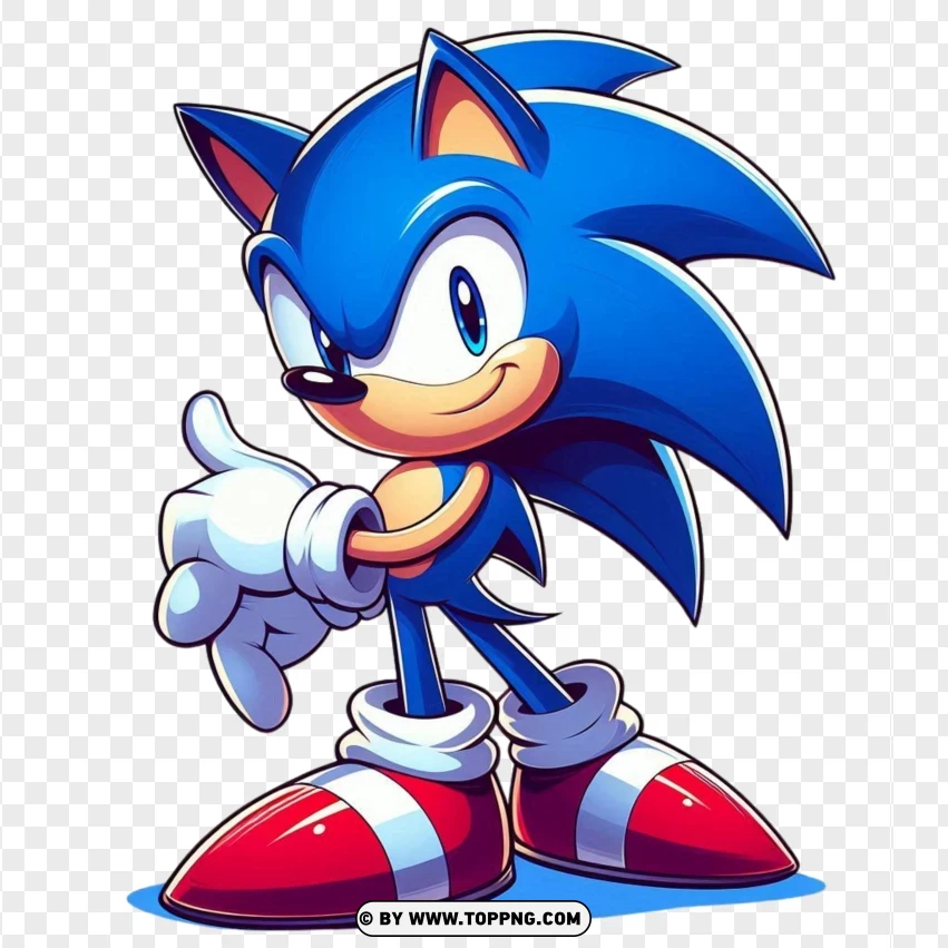 Classic Sonic The Hedgehog Ready For Action PNG Transparent Background