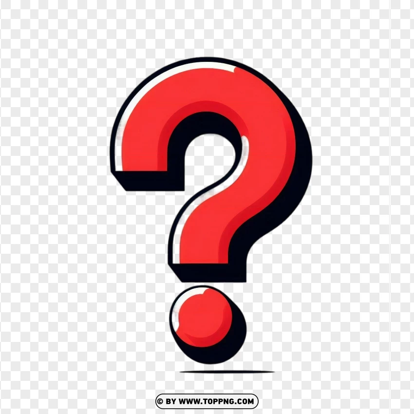 Clear And Simple Red Question Mark With Thick Black Border PNG Transparent Background