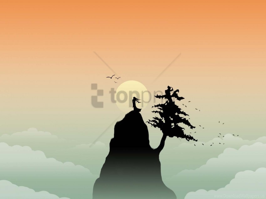 Cliff Freedom Mountain Tree Wallpaper PNG Transparent Background