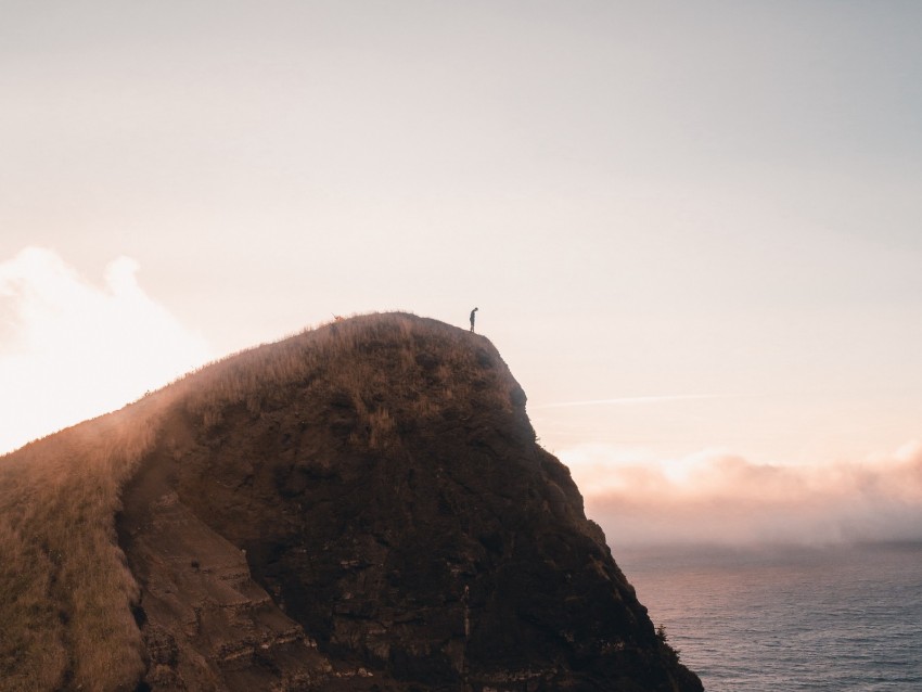 Clipping Silhouette Loneliness High Steep Background