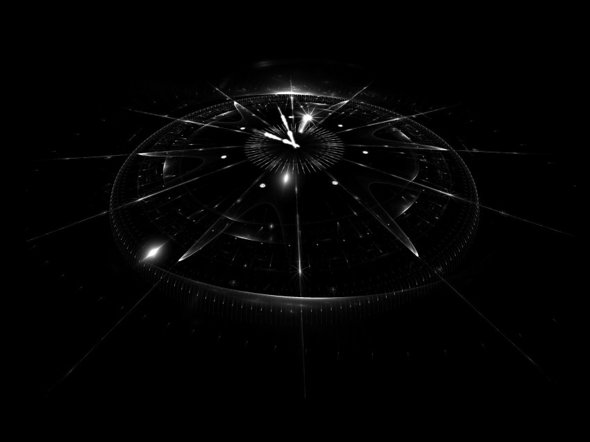 Clock Dial Fractal Hologram Dark Background