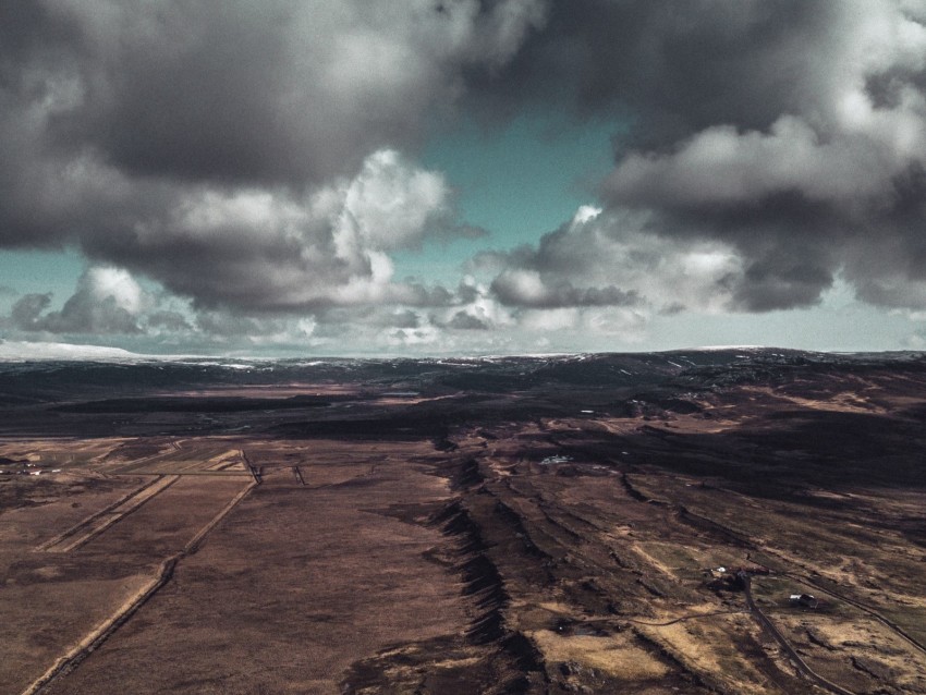 clouds, aerial view, prominency, relief, landscape