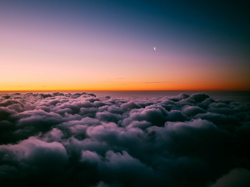 clouds, porous, sunset, sky horizon, twilight, moon, above clouds