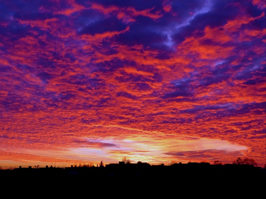 clouds, sunset, horizon, sky, porous