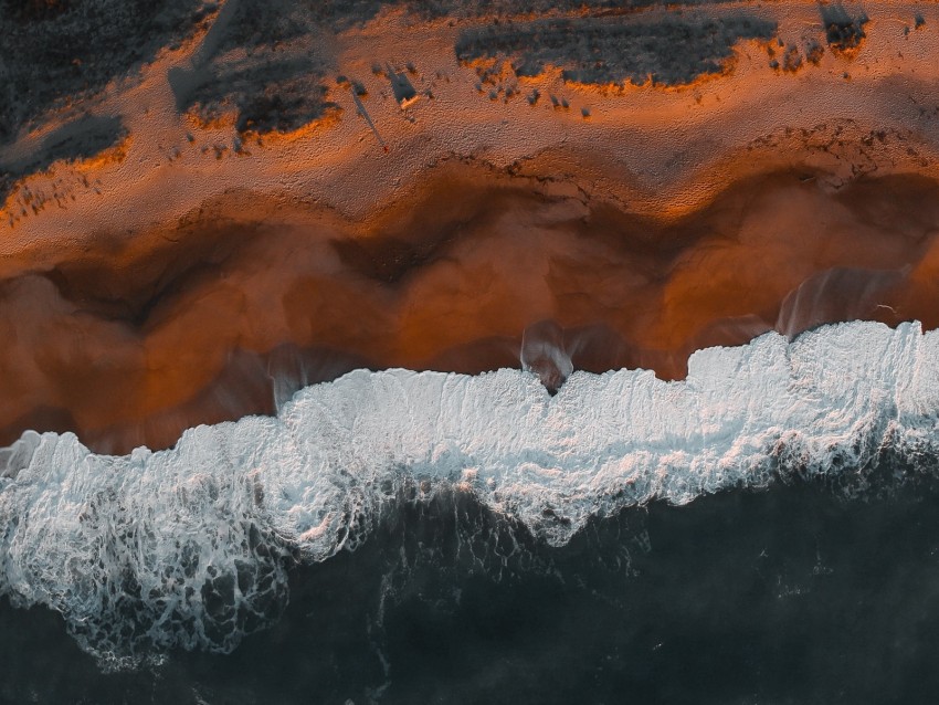 coast, aerial view, sea, beach, wave, surf