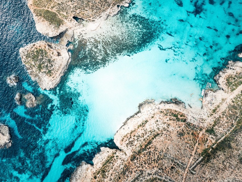 Coast Channel Island Sea Aerial View Malta Background