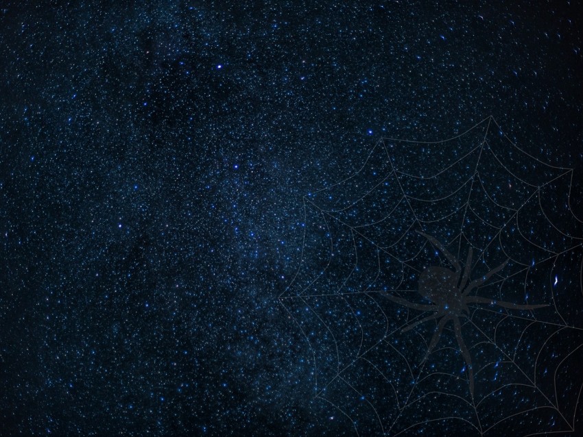 cobweb, spider, starry sky, shine