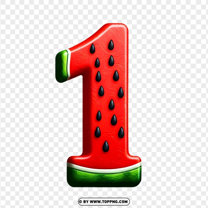 Cocomelon Watermelon Number 1 PNG Transparent Background