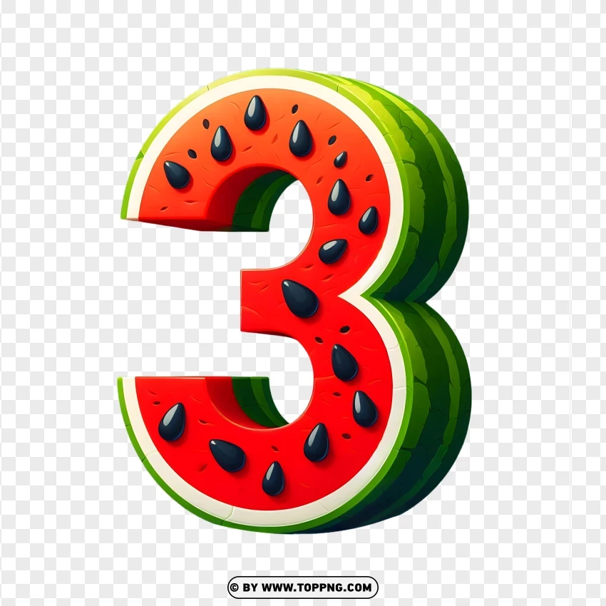 Cocomelon Celebration Slice Number 3 Three PNG Transparent Background