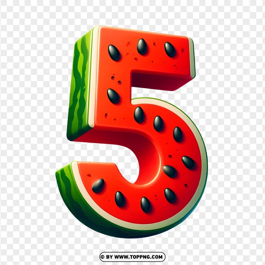 Cocomelon,watermelon, number 5, ladybug, kids, seeds, summer