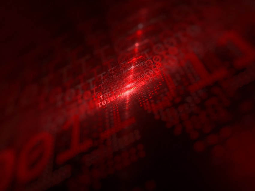 Code Glow Red Numbers Matrix Background