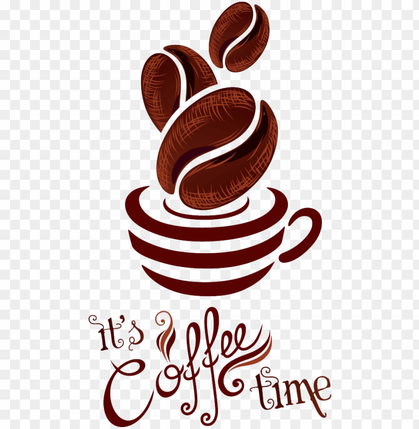 Coffee Clipart Illustration - Its Coffee Time PNG Transparent Background