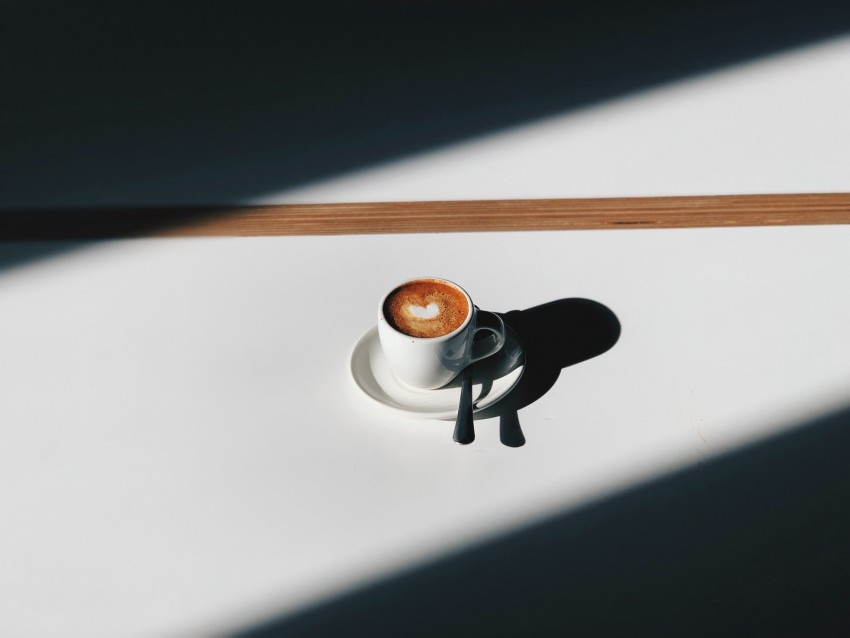 Coffee Cup Shadows Minimalism Background