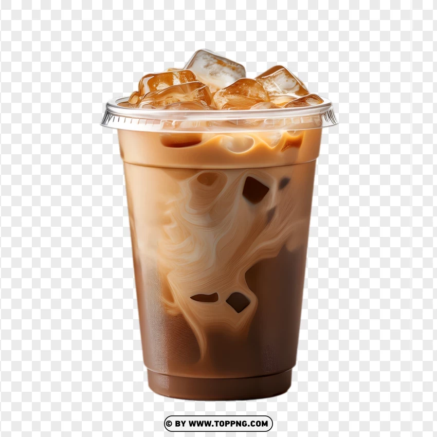 Creamy Iced Coffee With Milk Swirl PNG Transparent Background