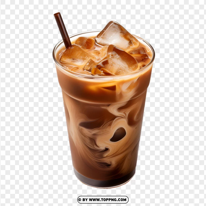 Cold Brew Iced Coffee With Milk Swirl PNG Transparent Background