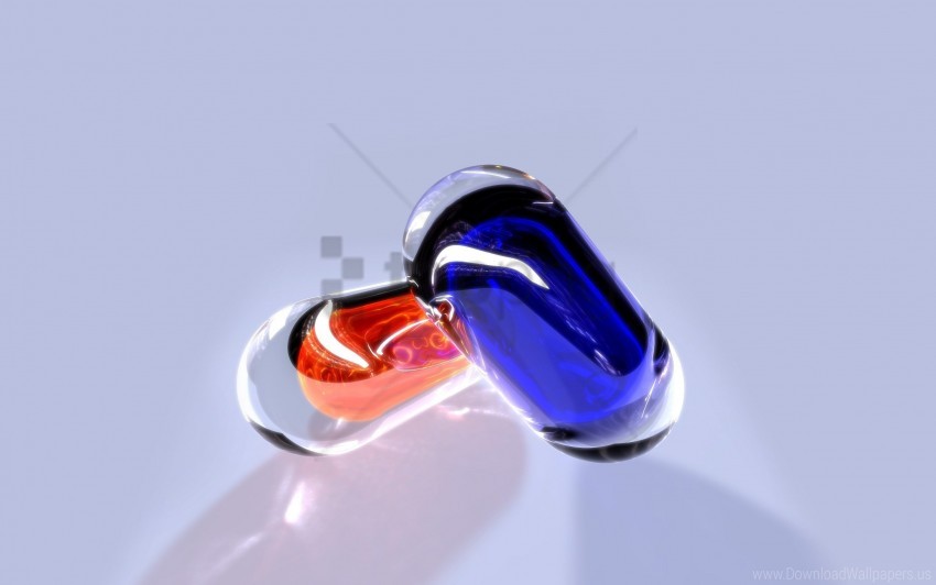 capsules, blue capsule, red capsule, glass design, colorful objects, abstract art, medical components