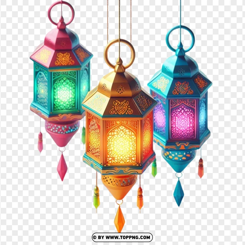 Islamic,Ramadan,colorful Lantern,Fanoos, Crescents, Stars, Decoration