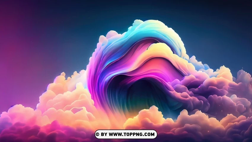 Colorful Abstract Waves Of Whimsical Clouds In The Sky 4k Wallpaper PNG Transparent Background