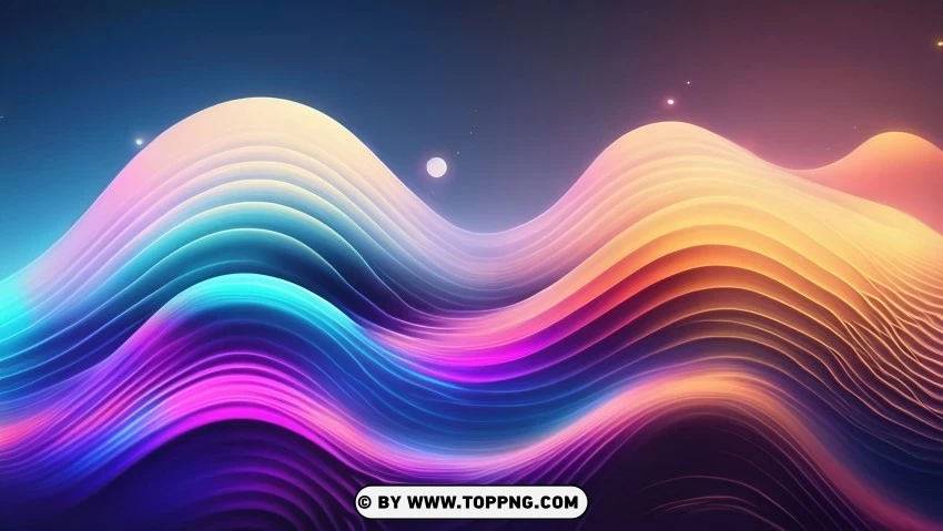 Colorful Digital Art With Fluid Waves And Motion PNG Transparent Background