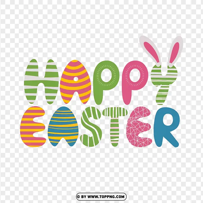 Playful Happy Easter Letters Design PNG Transparent Background