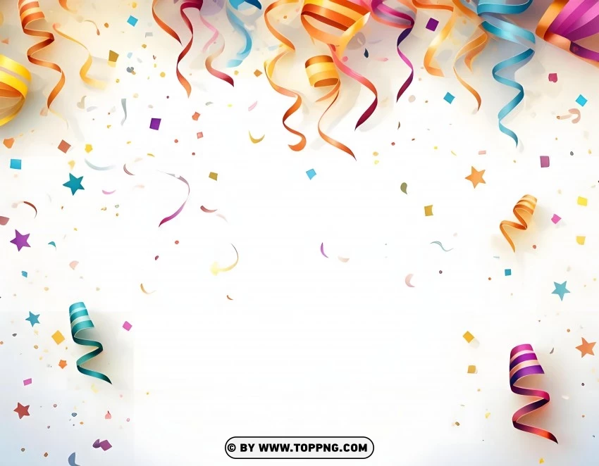 Colorful Streamers And Confetti Party PNG Transparent Background